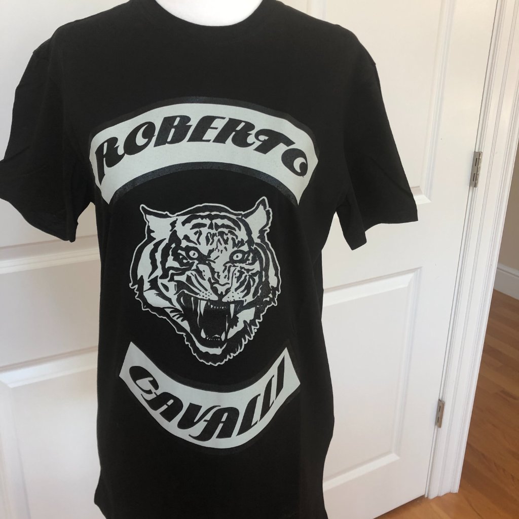 Roaring Tiger Head Logo T-Shirt From Roberto Cavalli
